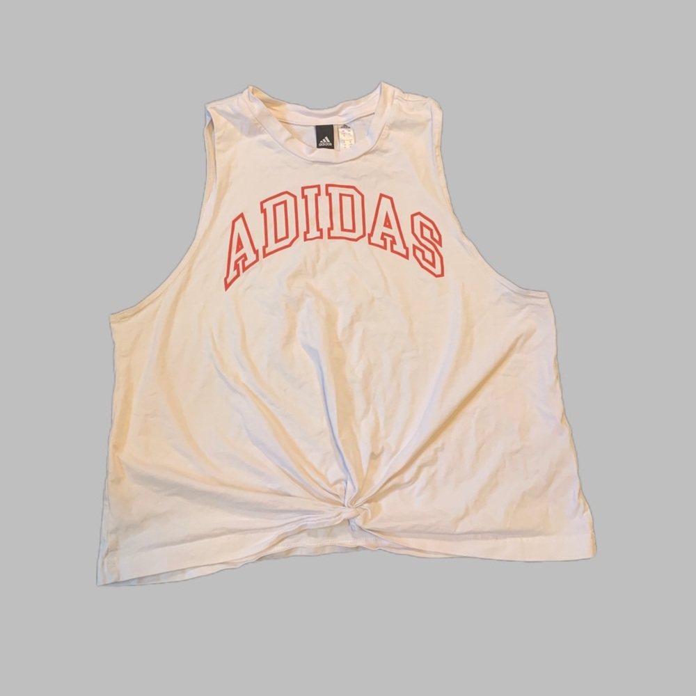 Adidas White and Red Tank Top
